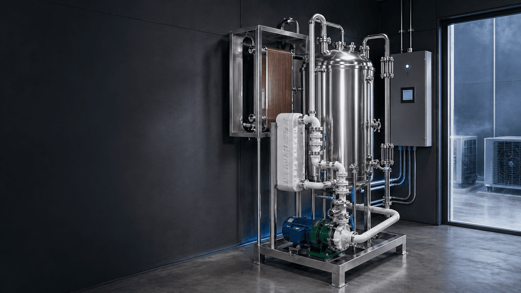Industrial ethanol chilling system in a clean production facility